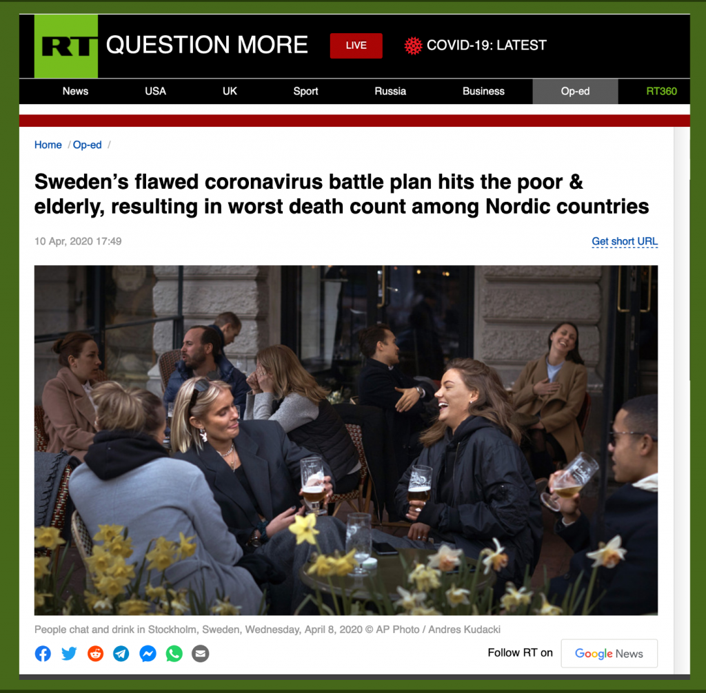 Sweden’s flawed coronavirus battle plan hits the poor & elderly, resulting in the worst death count among Nordic countries