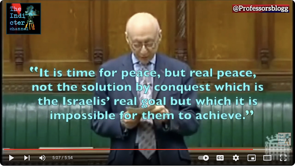 Sir Gerald Kaufman powerful speech at the UK Parliament, on Israel failed policy on Gaza